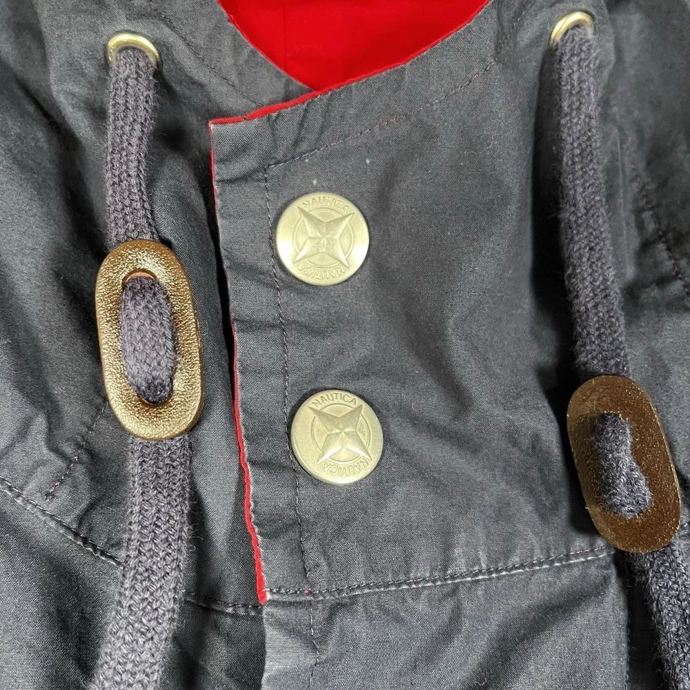 Vintage Nautica Competition Sailing Jacket Men M‎ Hooded Branded Snaps/Zipper